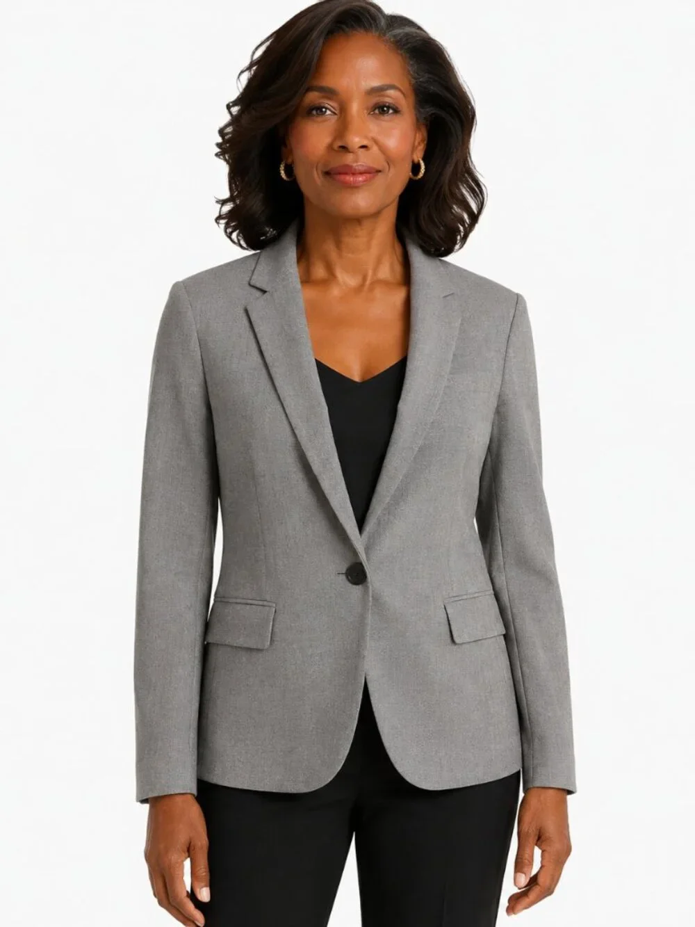 J Crew Regent Gray One Button Tailored Business Lady Career Jacket Blazer Sz 10